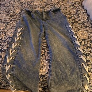 DRIFTWOOD Blue Lace-Up Straight Leg Jeans